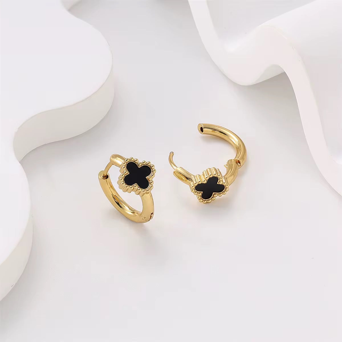 Elegant Clover Gold Hoop Earring