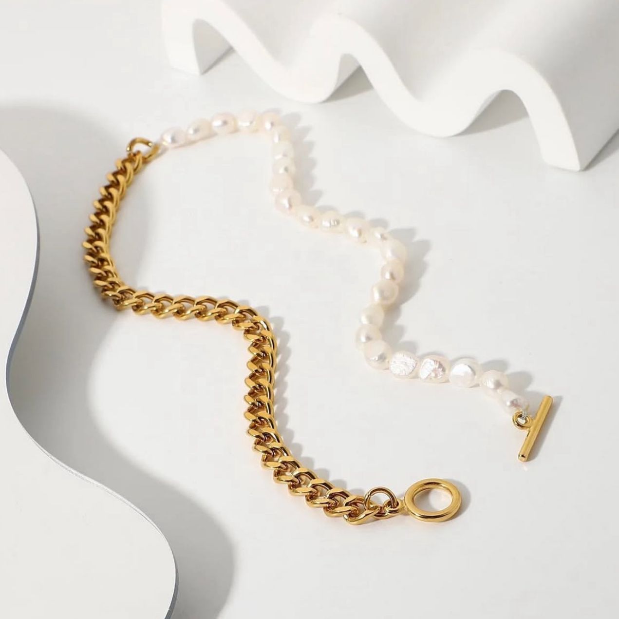 Code Half Pearl Necklace